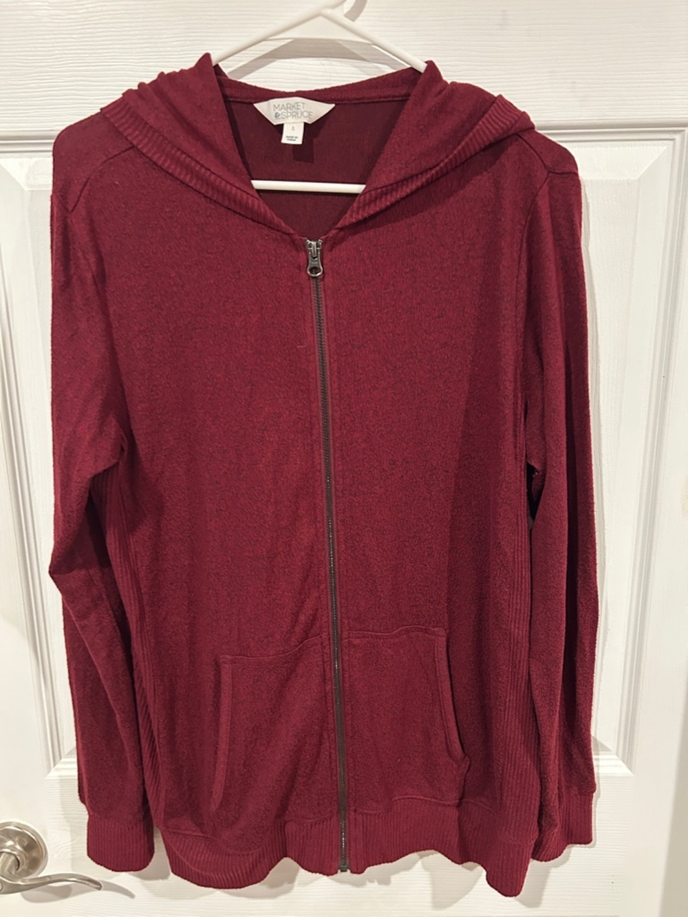 Market & Spruce Marled Zip-Up Hoodie - Wine
